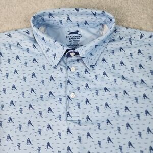 Chalk Talk Sports Hockey AOP Print Power Play Polo Adult Large AL Blue Longsleev